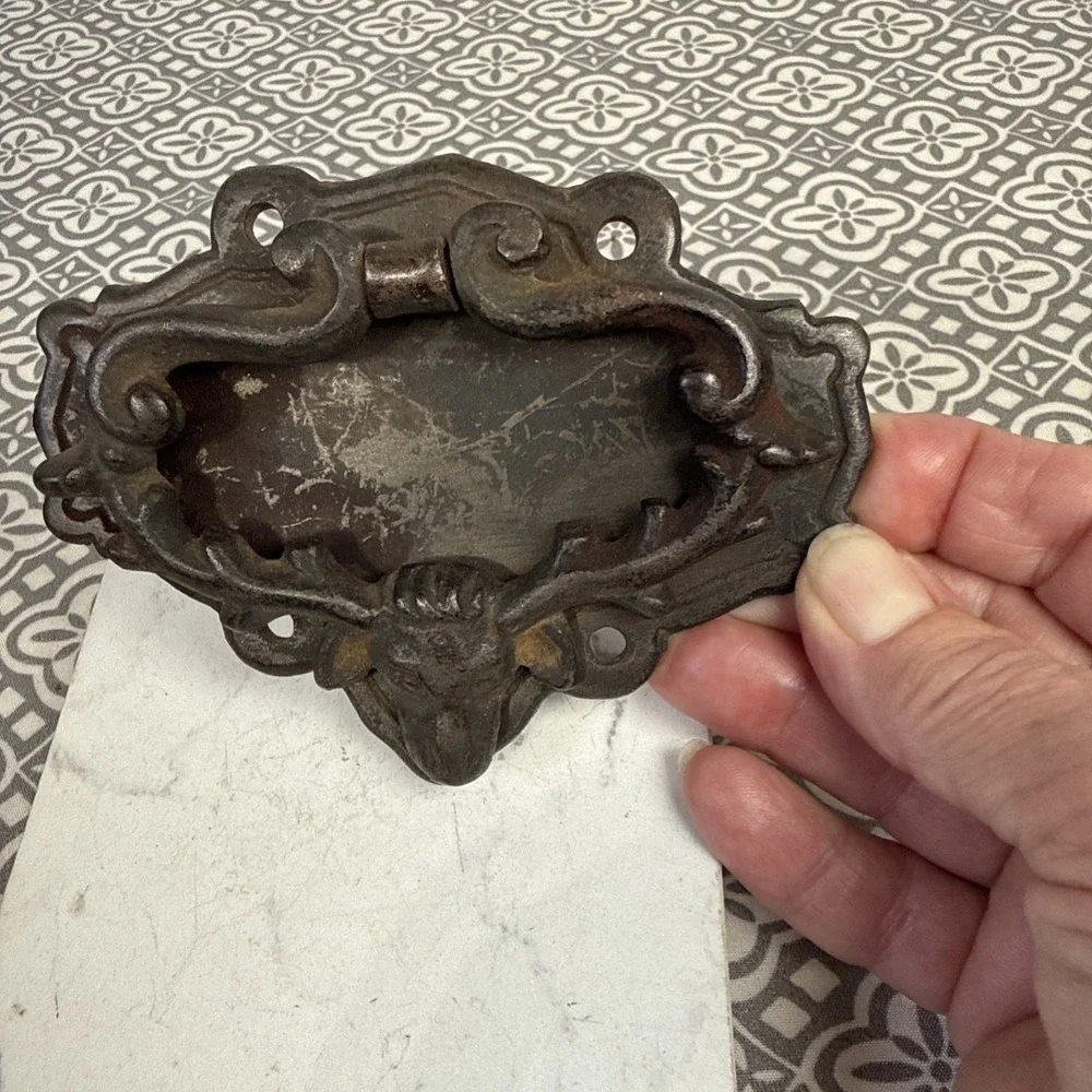 Vintage Cast Iron Bull Head Longhorn Door Knocker Farmhouse Decor. 4.5